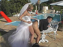 Shemale bride and her fiance fucking like hell whilst celebrating nuptials